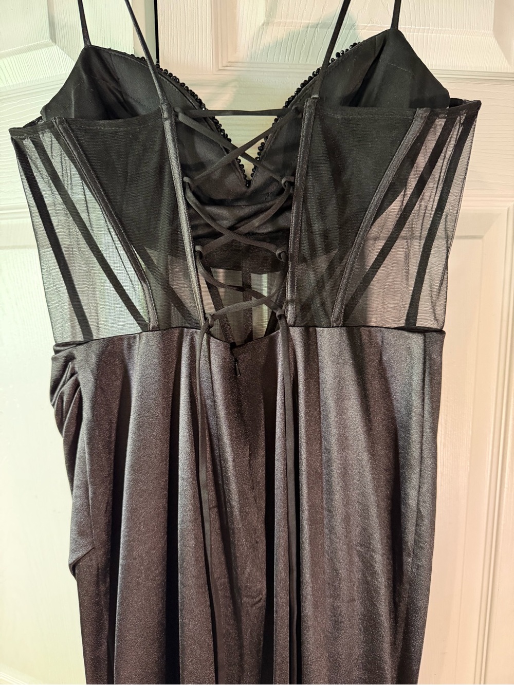 Ladivine Draped Corset Satin Evening Gown - Picture 5 of 7